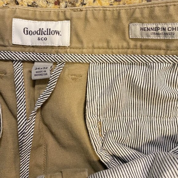 Goodfellow & Co Mens Stretch Straight Leg Hennepin Chino Pants Brown Size 34x32 - Picture 10 of 14